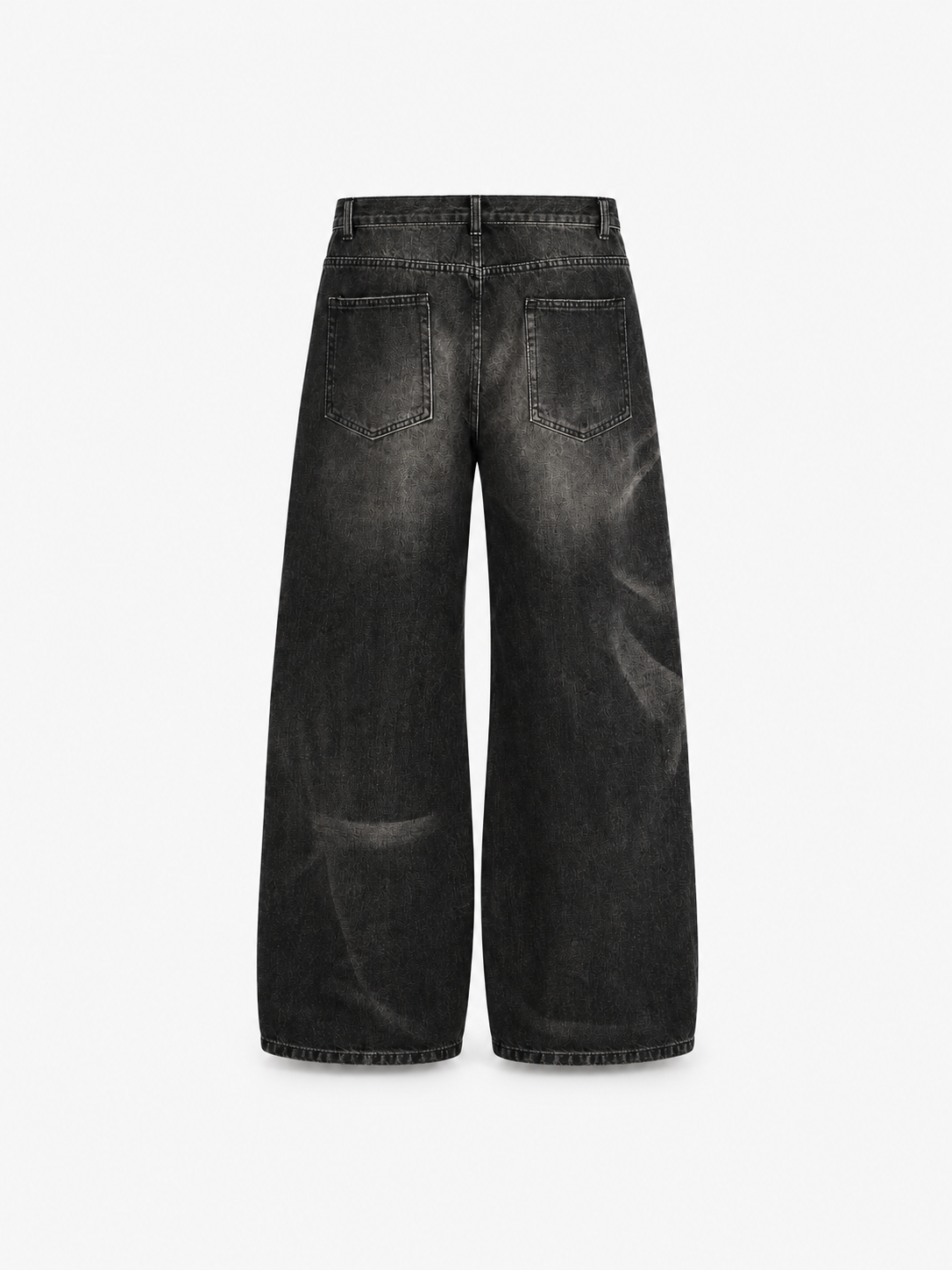 Midnight Wash Baggy Jeans in Charcoal. Back view, showing rear pockets and subtle fading.